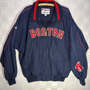 Vintage Majestic Boston Navy and Red Bomber Jacket size Large